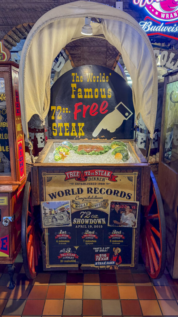 Photo of the steak from the 72 ounce steak challenge aat the Big Texan Steak Ranch in Amarillo, Texas.