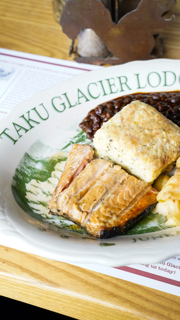 Salmon bake at Taku Glacier Lodge, one of the best things to do in Juneau, Alaska.