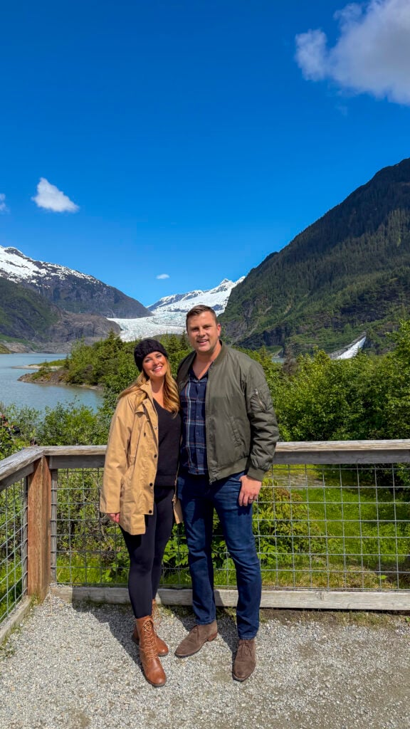 Couple near the Mendenhal Glacier in Juneau.