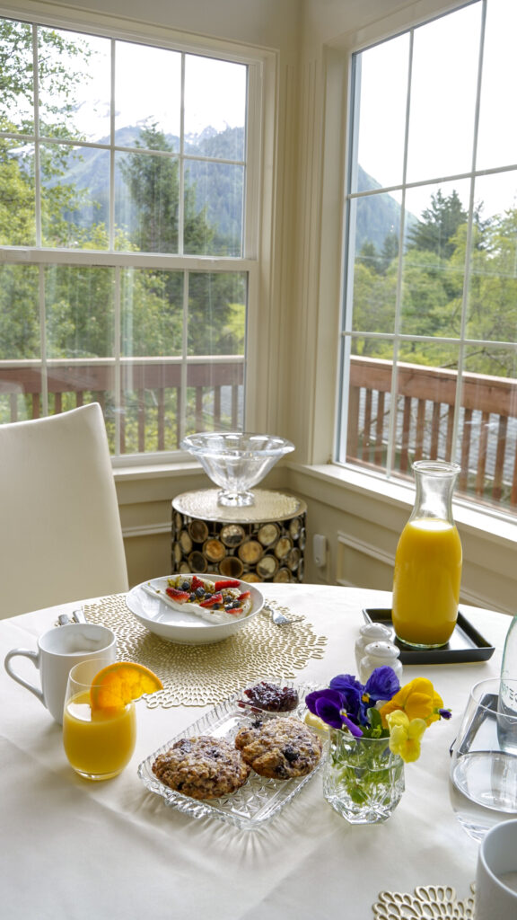 Breakfast spread at the Jorgenson House in Juneau, Alaska.
