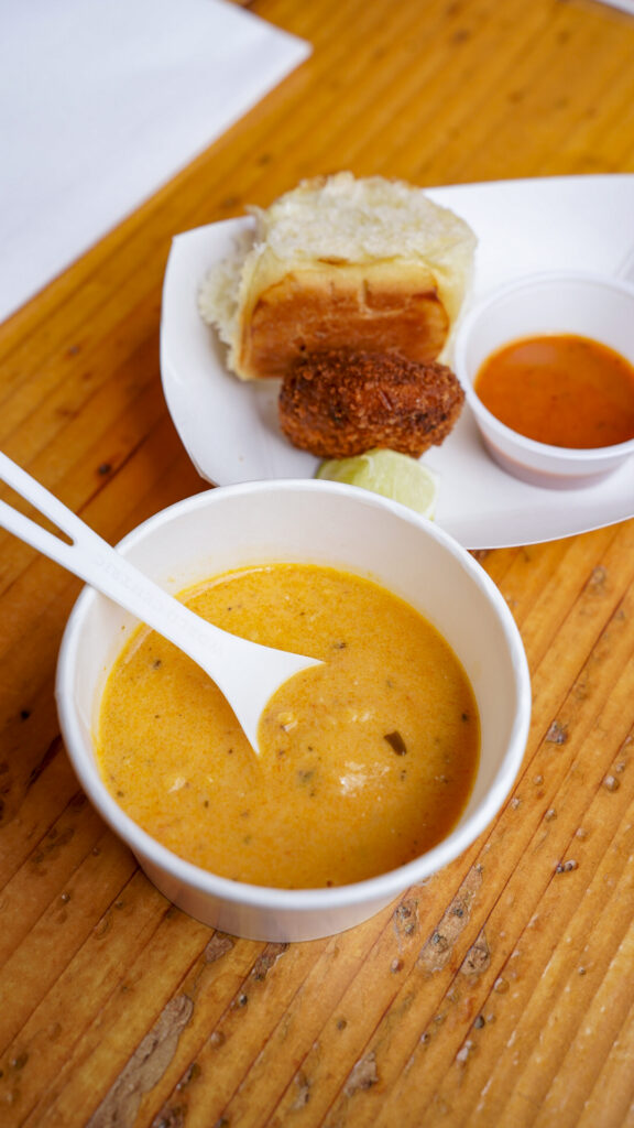 Soup and a crab cake from Juneau Food Tours.