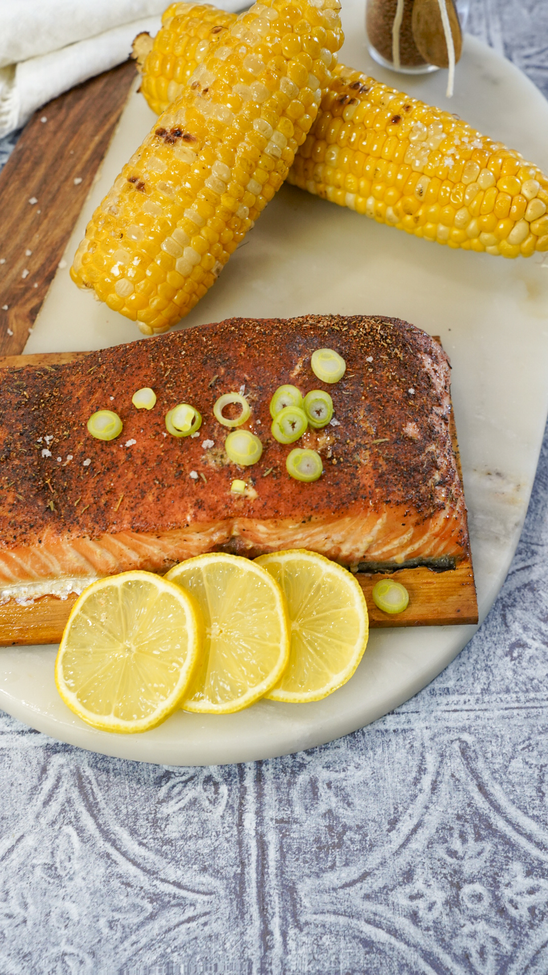 Grilled Blackened Salmon Recipe on a platter.