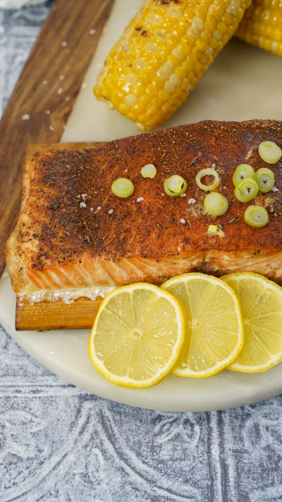 Grilled blackened salmon.