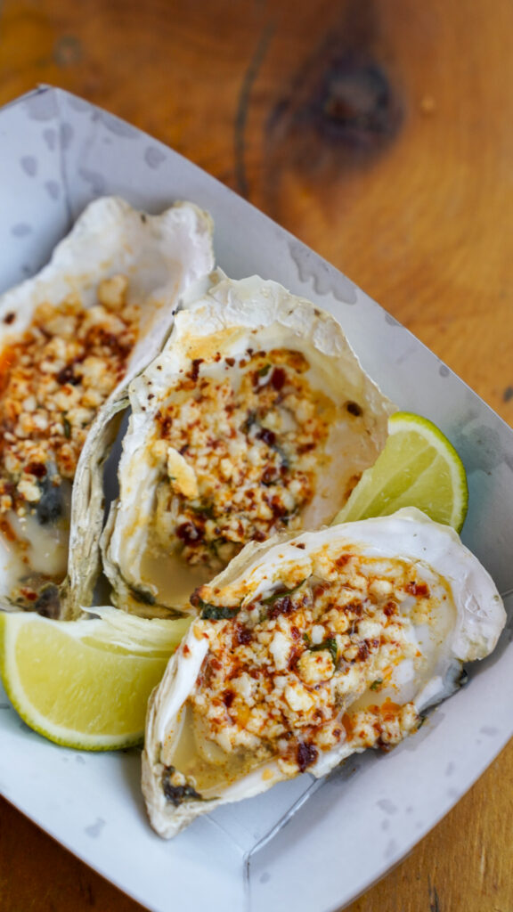 Grilled oysters from Deckhand Dave's, one of the top restaurants in Juneau Alaska.