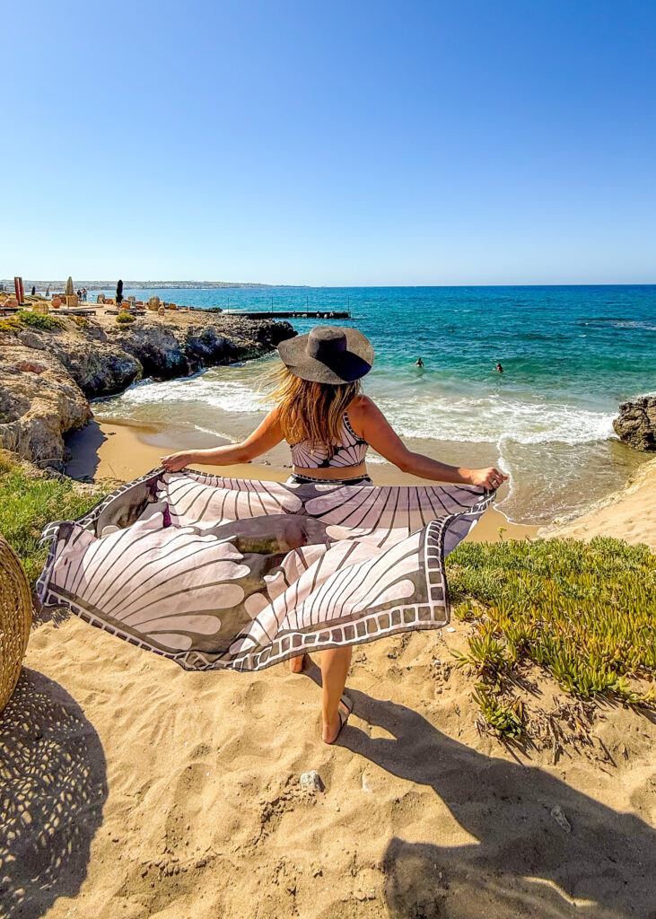 Women at the shore of Abaton in Crete.