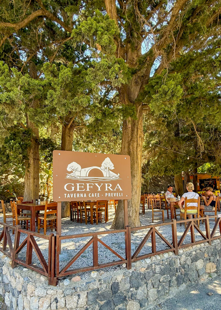 Outdoor traditional Greek restaurant near Rethymno Crete.