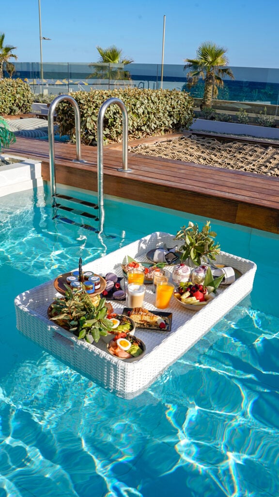 Hotel with a floating breakfast in Rethymno Crete.