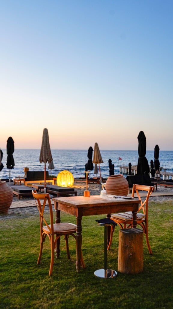 Oceanfront dining at Elemes restaurant in Crete.