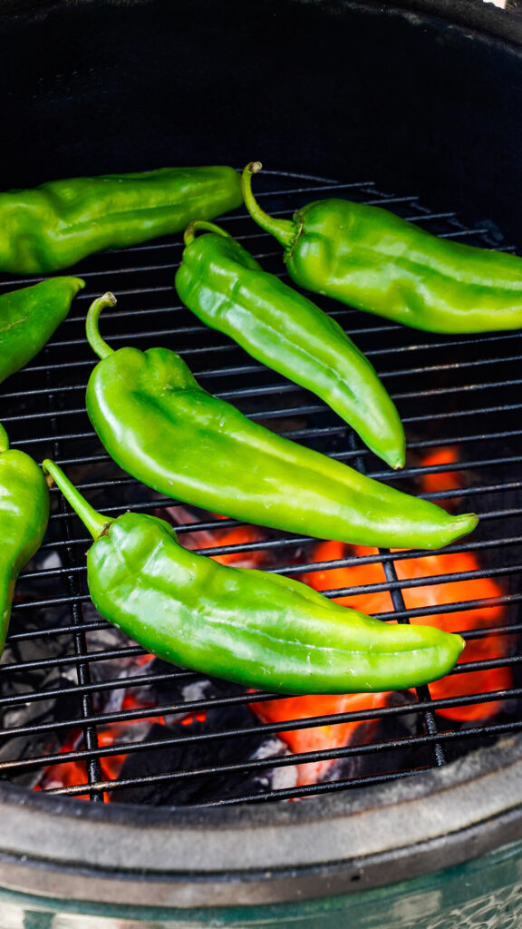 Roasted Hatch Chiles for a Frito Pie Recipe.