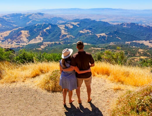 Couple at the summit for Mt. Diablo, one of the Top Things to Do in Livermore and Tri-Valley for Couples.