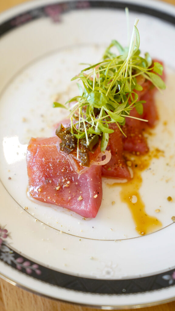 A plate of raw fish from Cured in Livermore, CA.