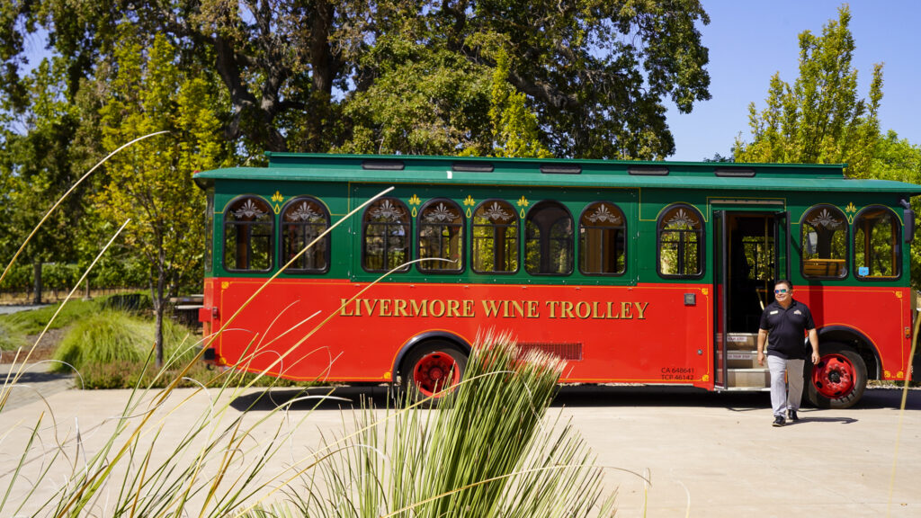 The Livermore wine trolley, one of the best things to do in Livermore for couples.