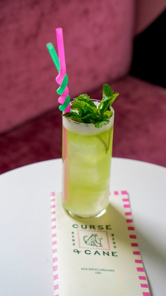 Green cocktail from Curse of Cain in Reno, Nevada.