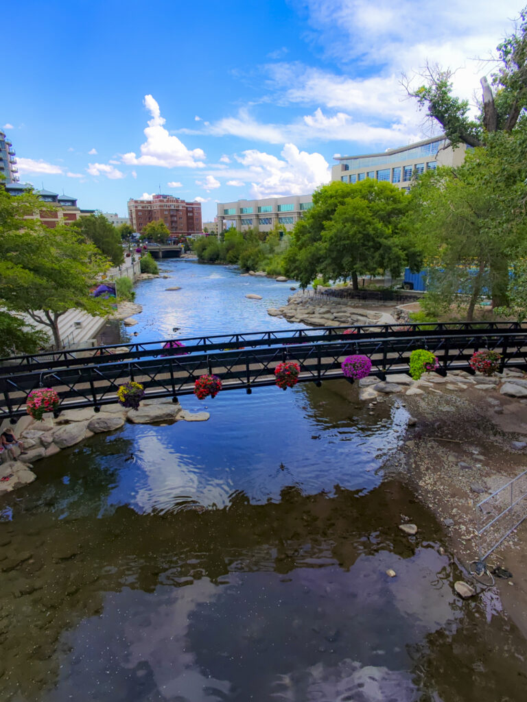 Bridge over the Reno riverwalk.