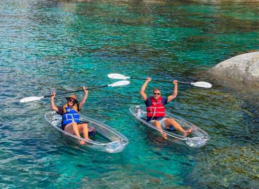Clear kayaking one of the best things to do in Reno Tahoe for Couples.