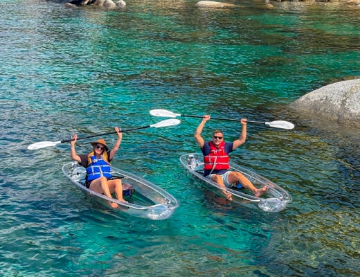 Clear kayaking one of the best things to do in Reno Tahoe for Couples.