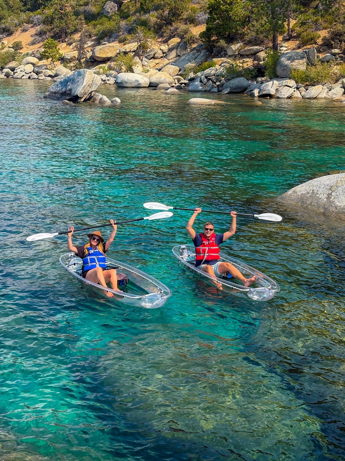 Clear kayaking one of the best things to do in Reno Tahoe for Couples.