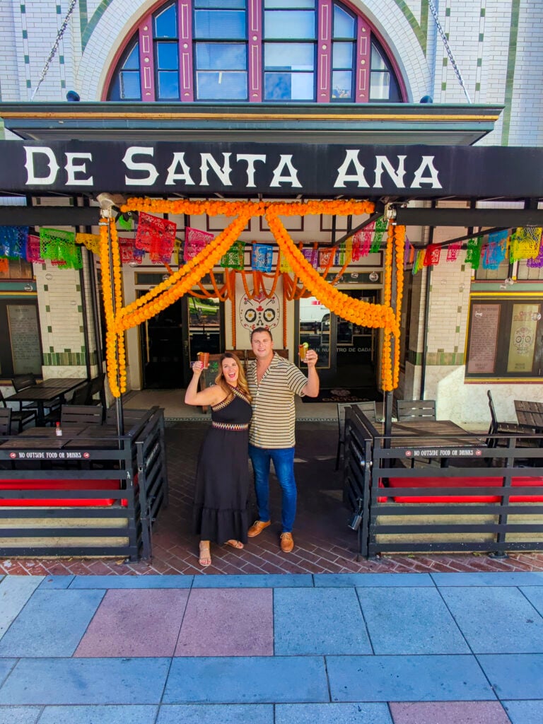 Couple outside of a cafe Santa Ana, California.