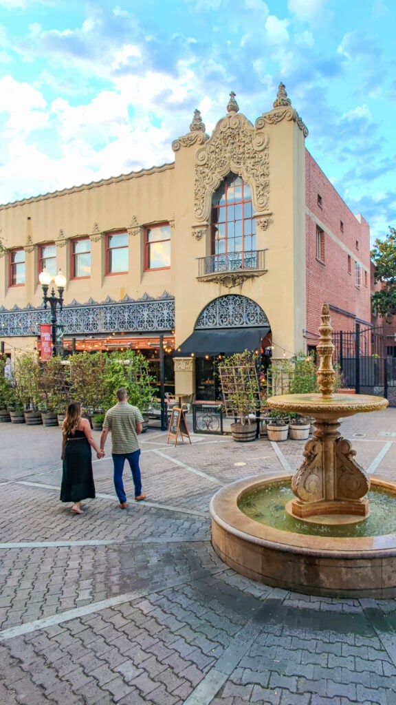 Couple outside a restaurant in Santa Ana, California.