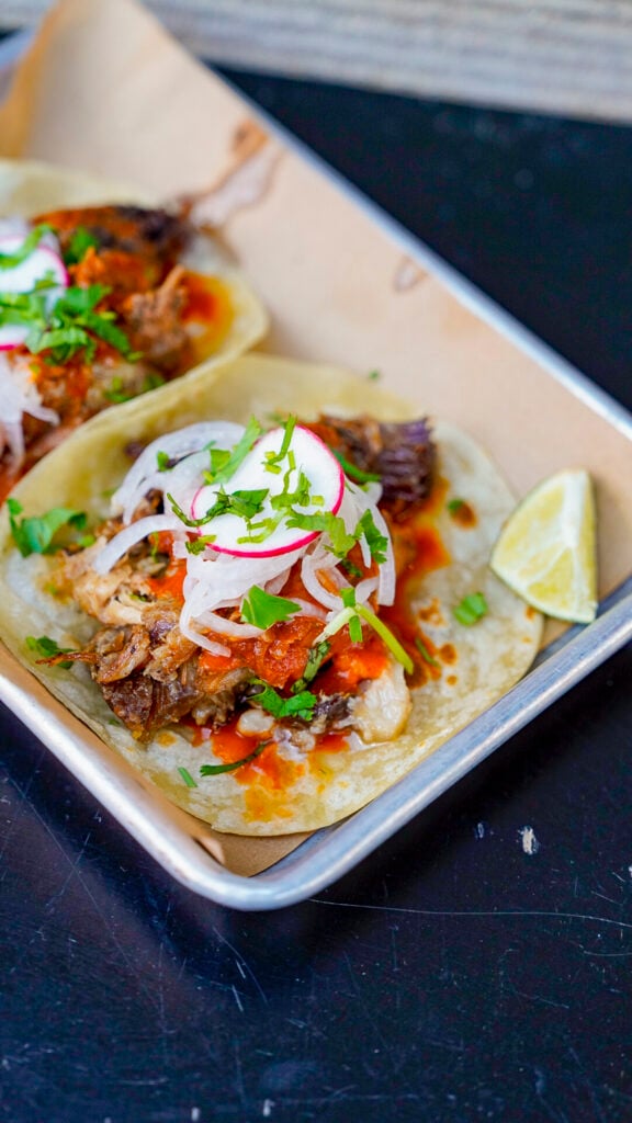 Tacos from a Michelin restaurant in Santa Ana, California.
