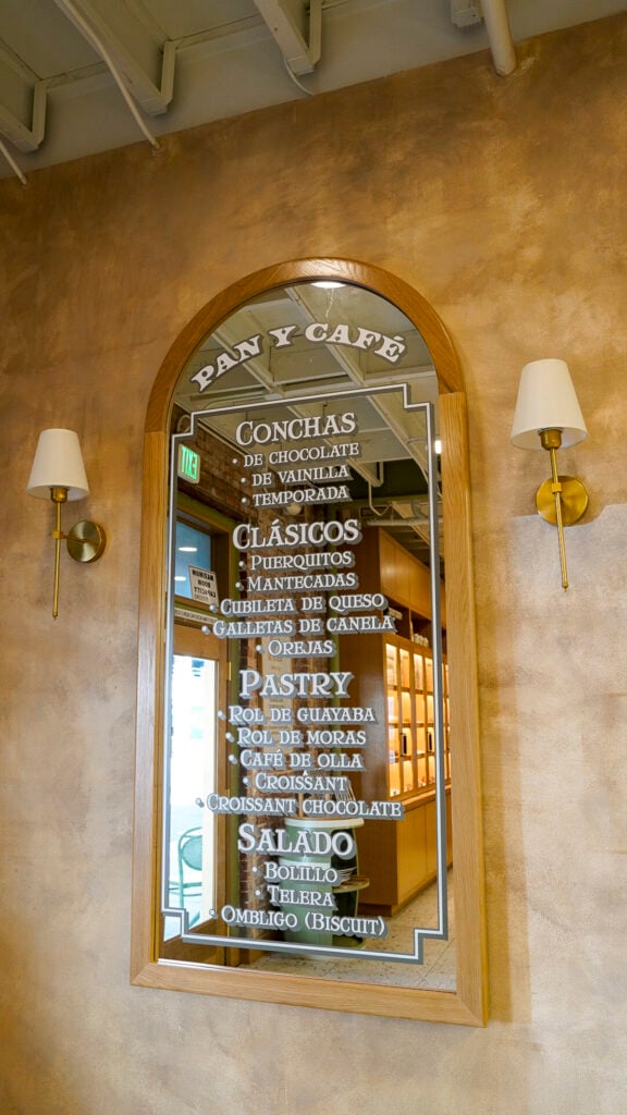 Pastries menu from Pan Y Cafe in Santa Ana, California.