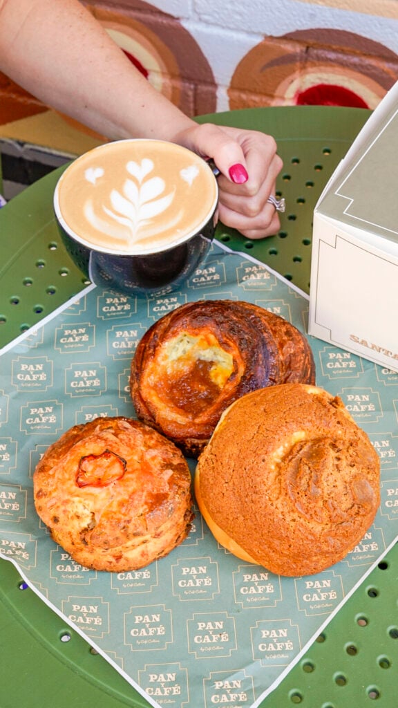 Pastries and coffee from Pan Y Cafe in Santa Ana, California.