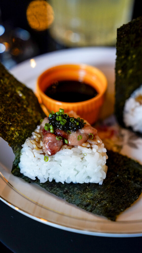 Caviar rice ball at Sonder in Santa Ana, California.