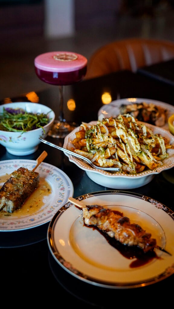 Table of food at Sonder in Santa Ana, California.