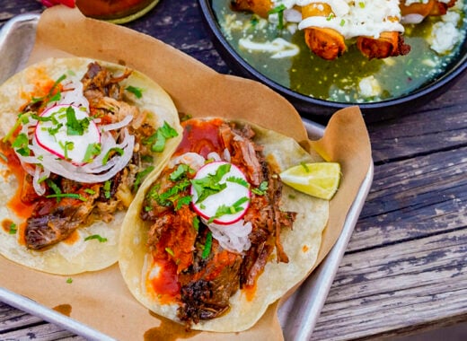 Spread of mexican food from Santa Ana, California.