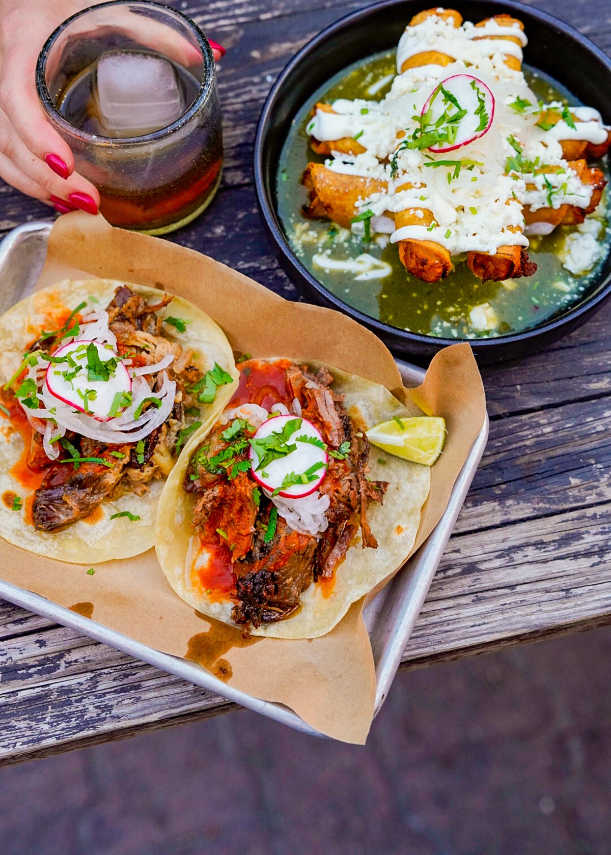 Spread of mexican food from Santa Ana, California.