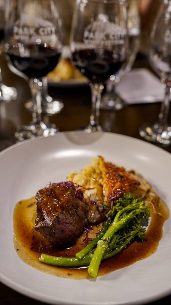 Elk steak at a Park City Wine Festival pairing dinner.