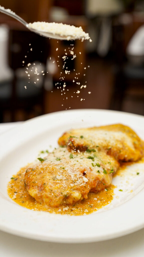 Chicken parmesean from a restaurant in Long Beach, California.