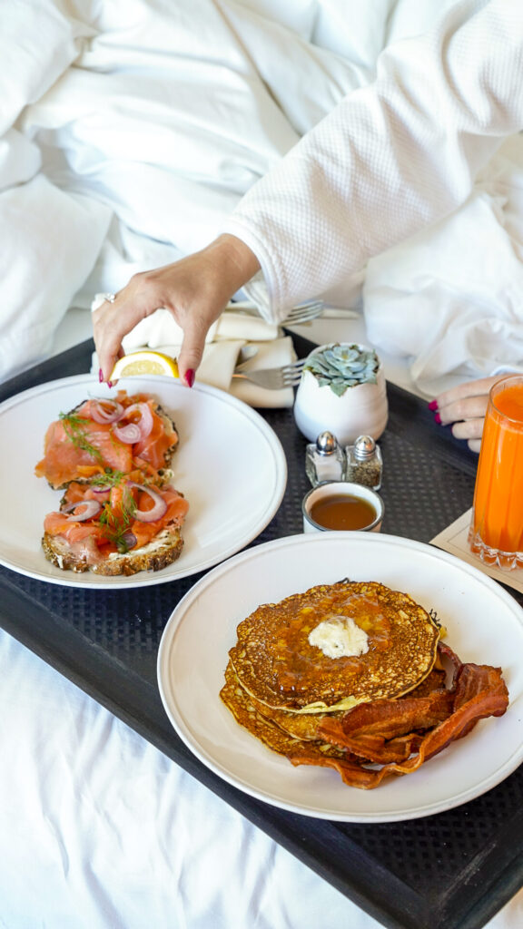 Room service at the Breakers Hotel in Long Beach, California.