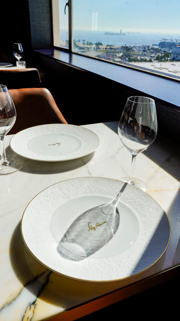 Romantic restaurant at the Breakers Hotel in Long Beach, California.