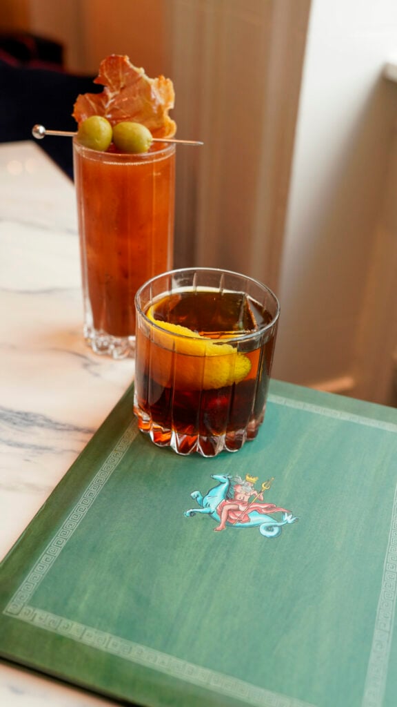 Brunch cocktails from a restaurant in Long Beach, California.