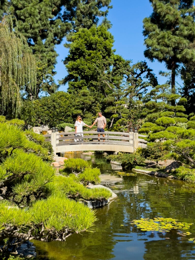 Couple at a Japanese Garden in Long Beach, California.