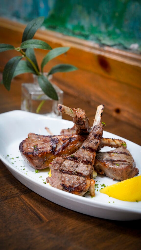 Lamb chops from a restaurant in Long Beach, California.