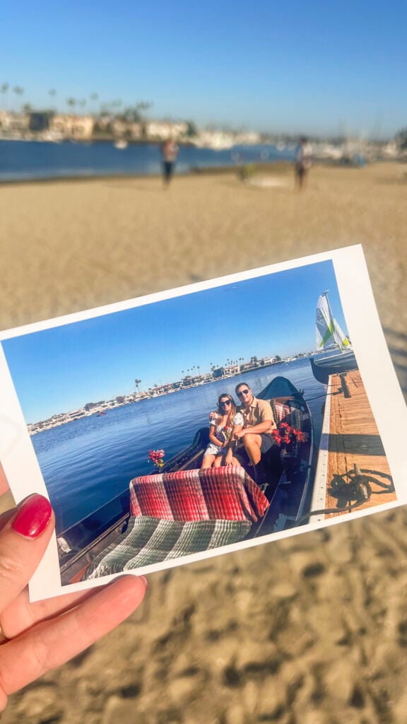 Photo of a couple in a gondola in Long Beach, California.