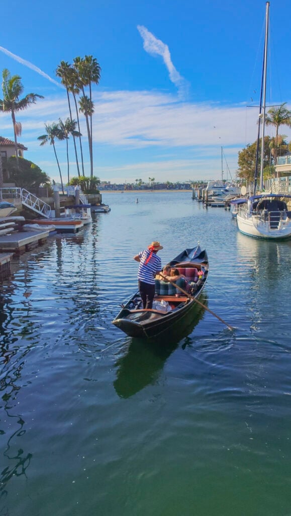 Couple on a gondola in Long Beach, California.