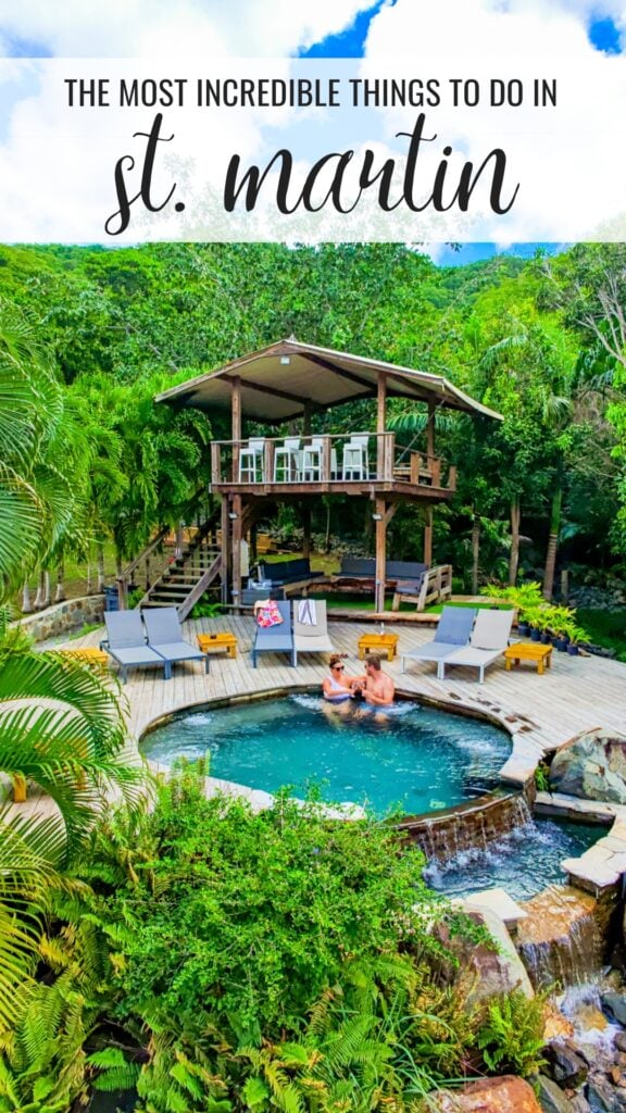 Couple in the pool at Loterie Farms in St. Martin.
