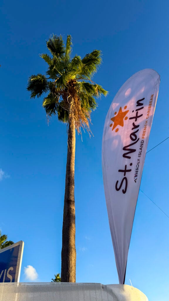 St Martin sign with a palm tree.