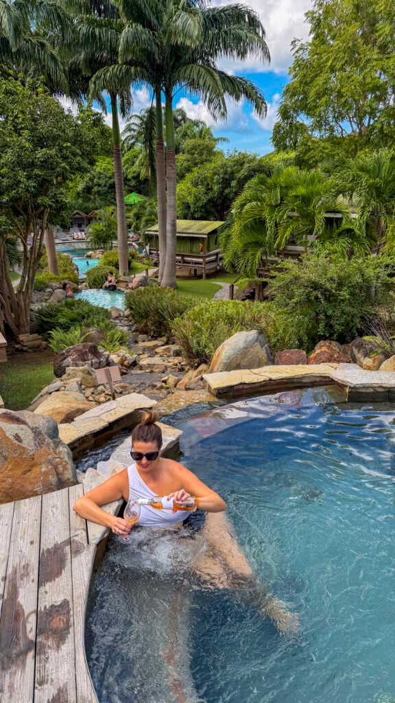 Woman in a pool in Loterie Farm in St. Martin.