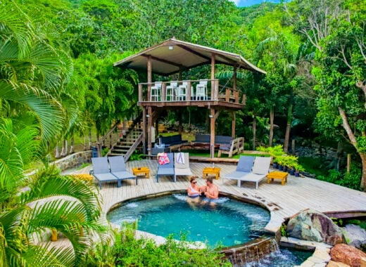 Couple in the Jungle pool in St. Martin.