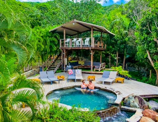 Couple in the Jungle pool in St. Martin.