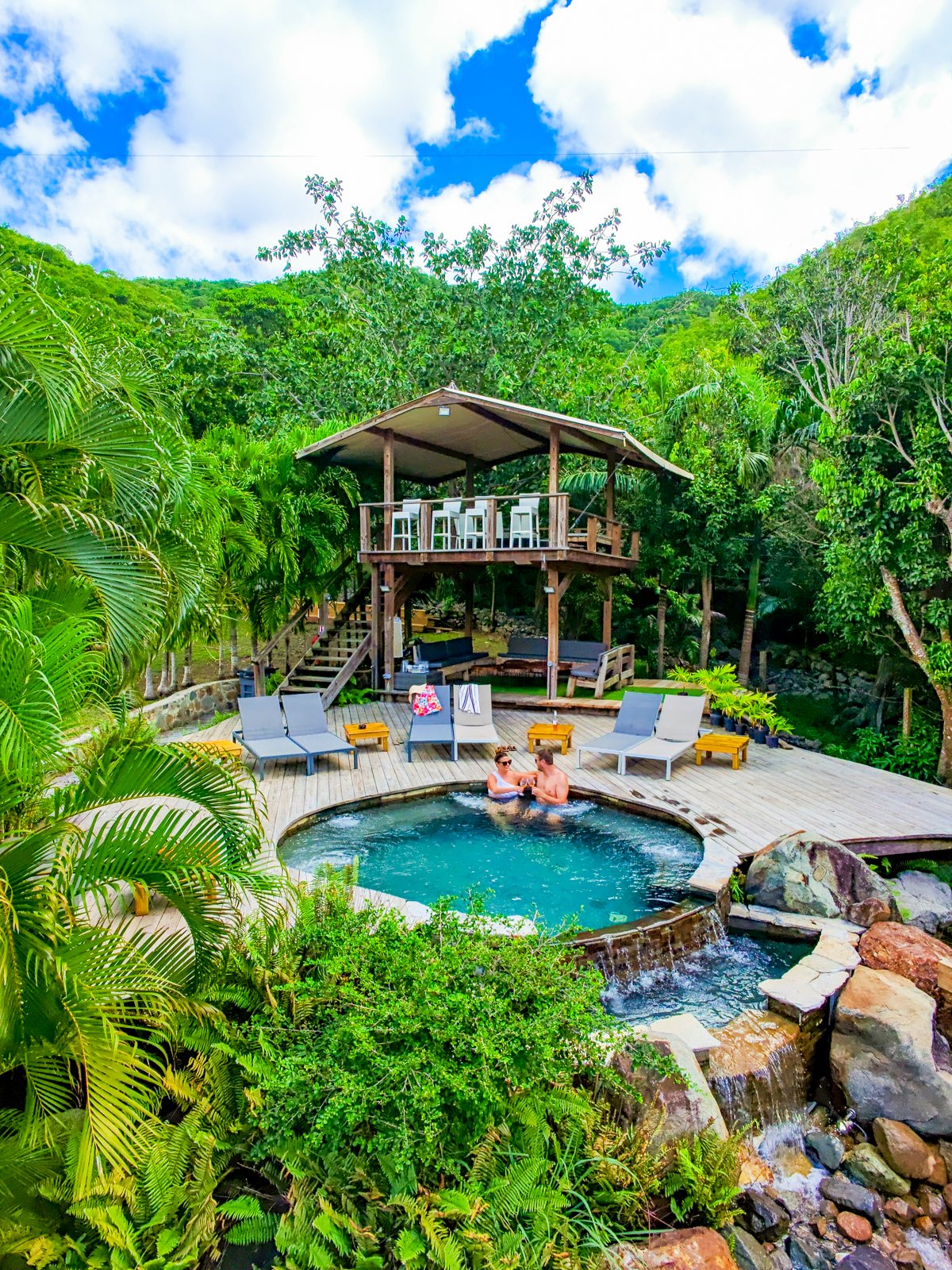 Couple in the Jungle pool in St. Martin.