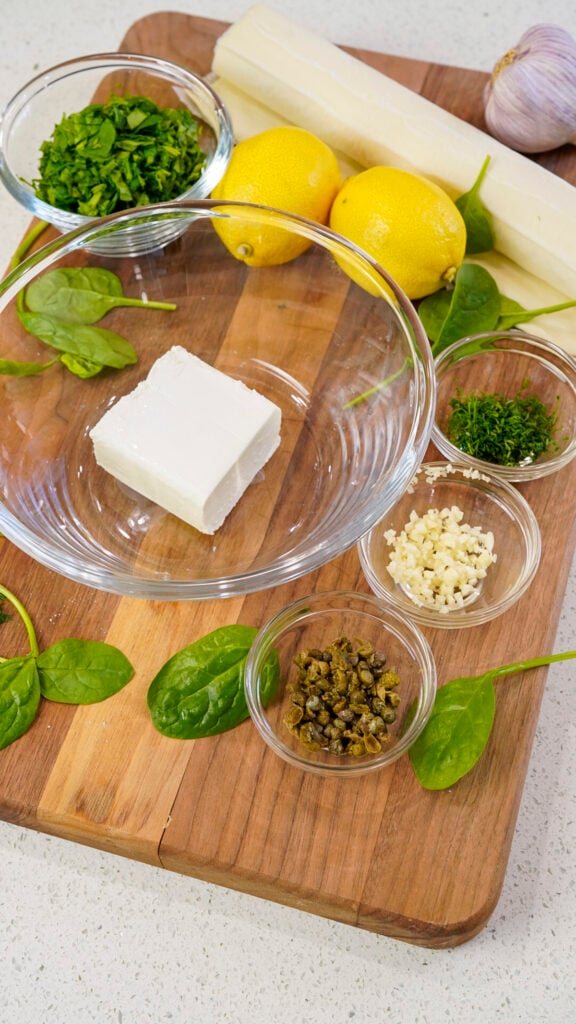 Ingredients for Salmon en Croute Salmon Wellington Recipe.