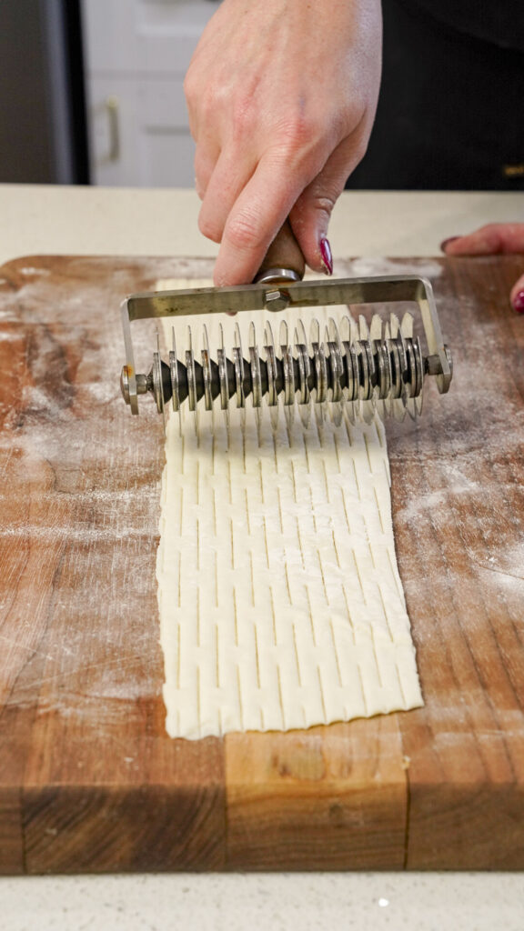Puff pastry lattice cutter for Salmon en Croute Salmon Wellington Recipe.
