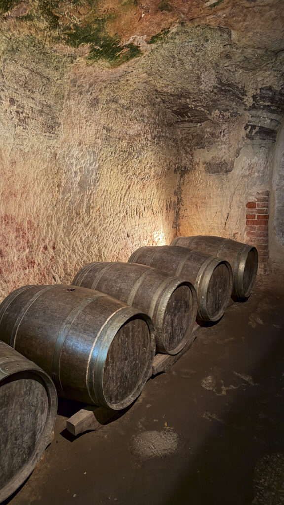 Beer cellar in the rock cut caves in Nuremberg, Germany.
