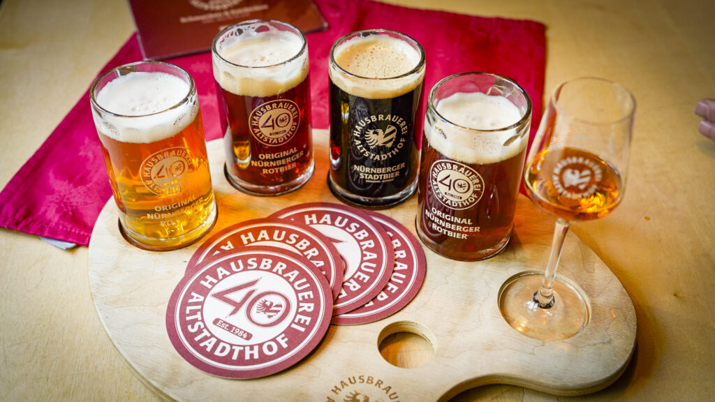 Red beer tasting in Nuremberg, Germany.