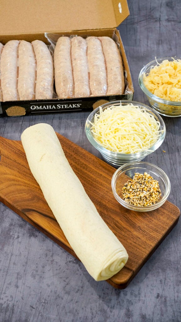 Ingredients for out brats in a blanket recipe.